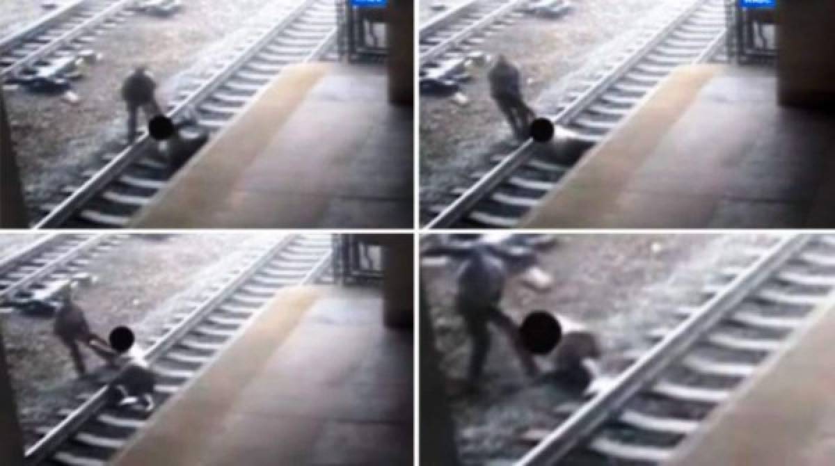 Policía arriesga su vida por salvar a un suicida de los rieles de un tren