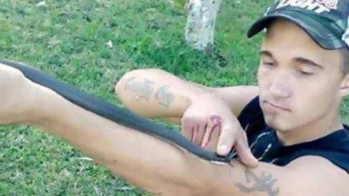 Intentó besar una víbora