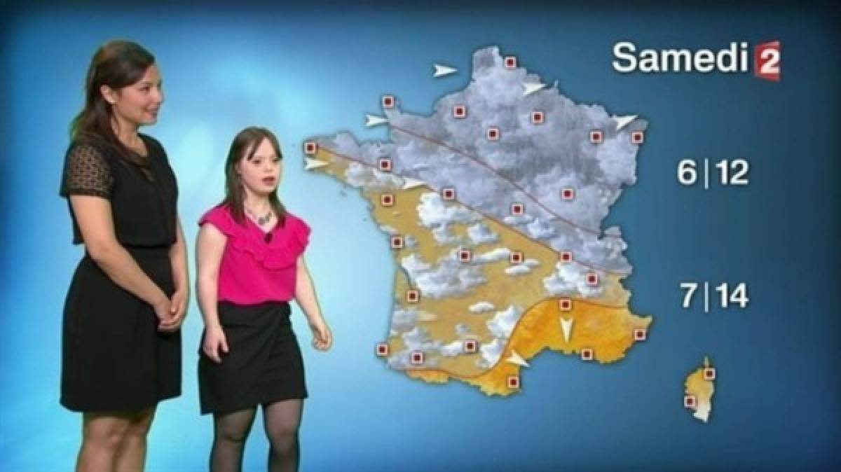 Primera mujer con Síndrome de Down presenta el clima en canal francés
