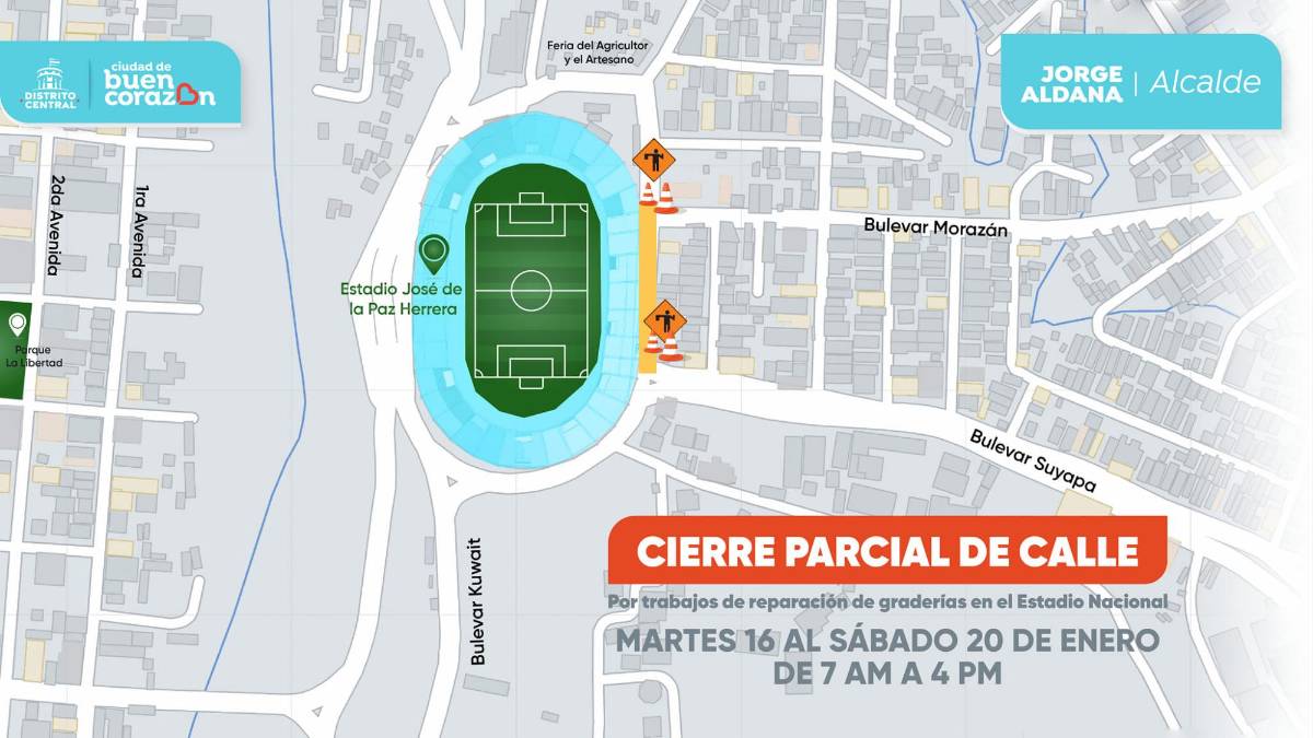 Este es el mapa que grafica cuál será el cierre del tramo de calle durante estos cinco días.