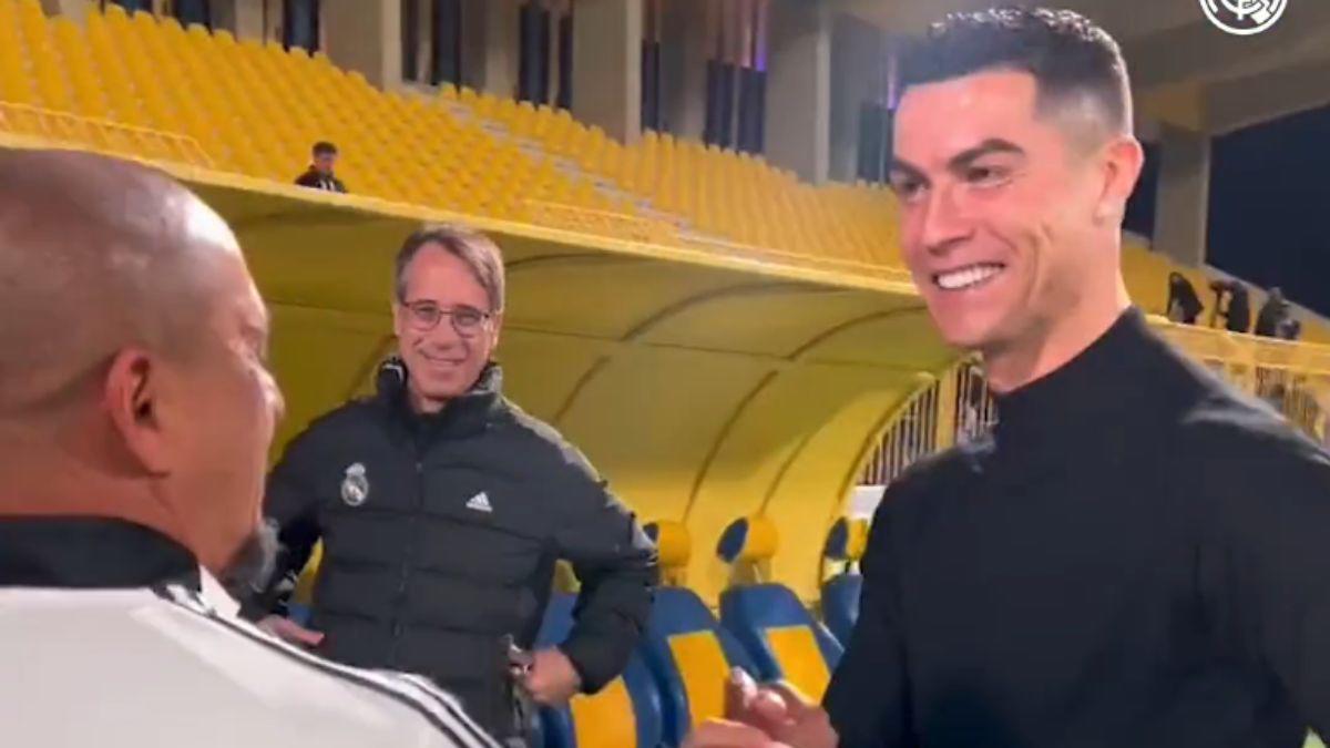 Como en casa: Cristiano Ronaldo visita el entrenamiento del Real Madrid
