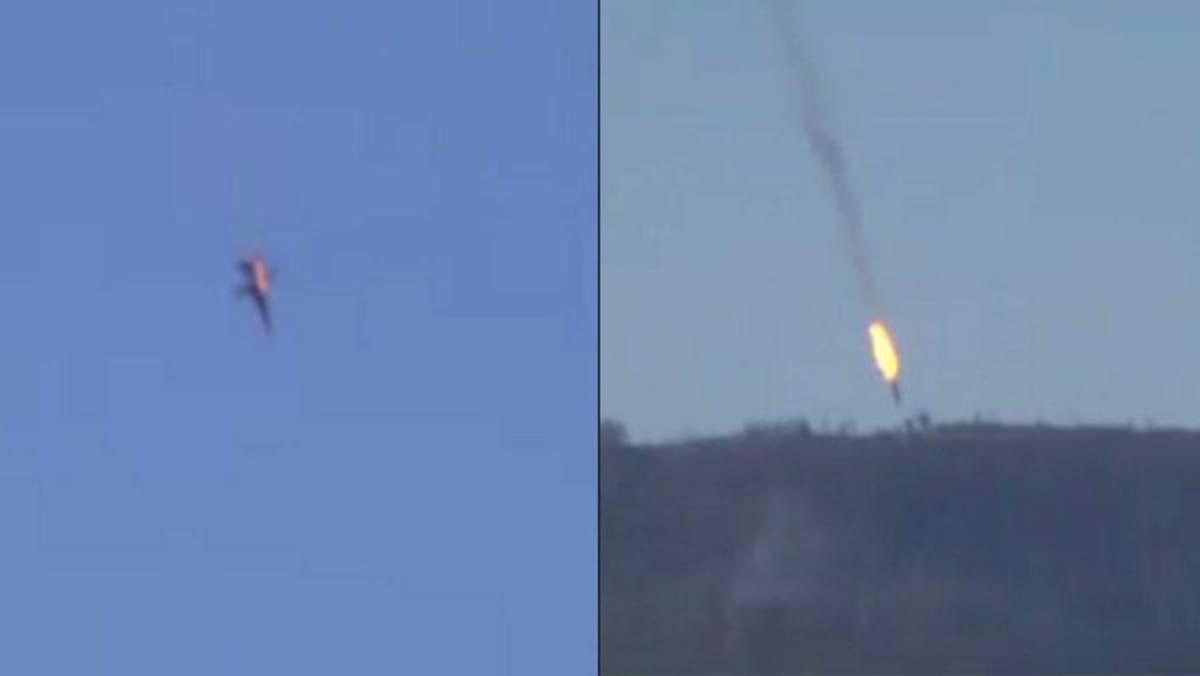 Turquía derriba avión ruso; medios muestra su caída