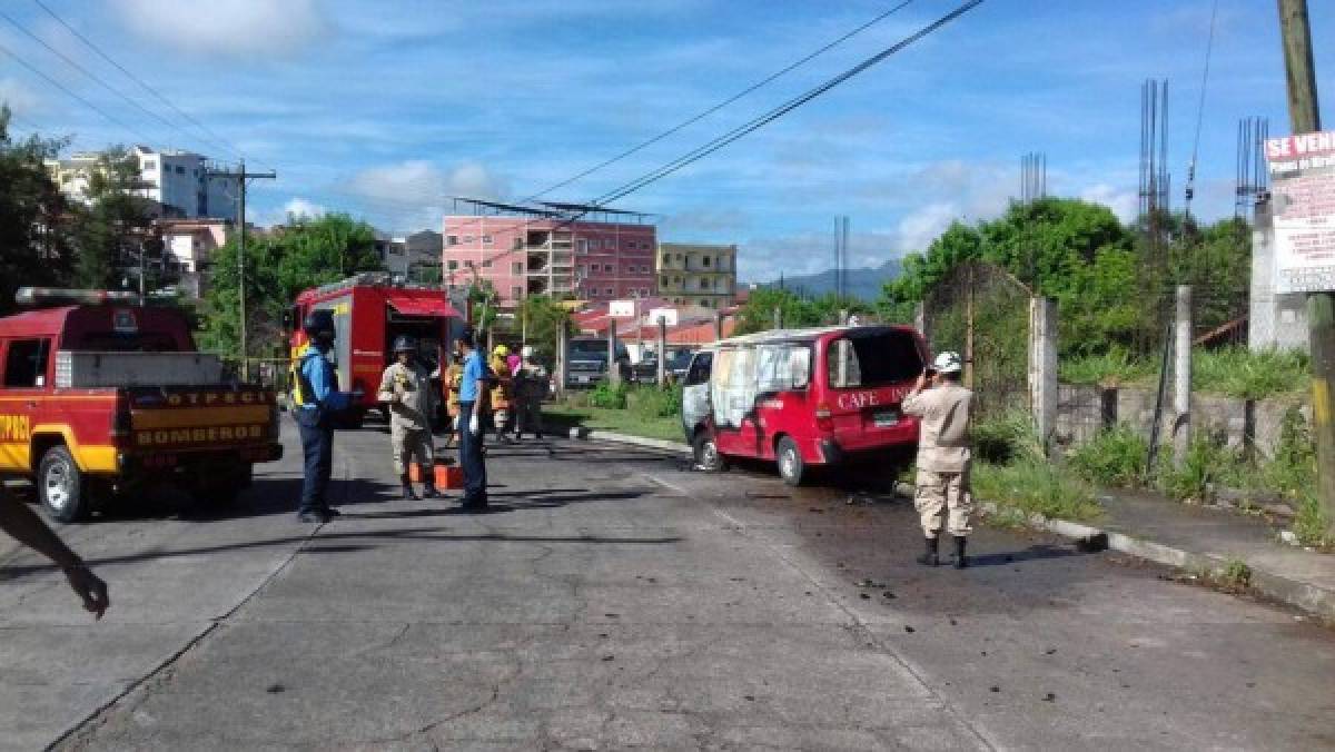 Queman bus de la empresa 'Café el Indio' en residencial Altos de Miraflores