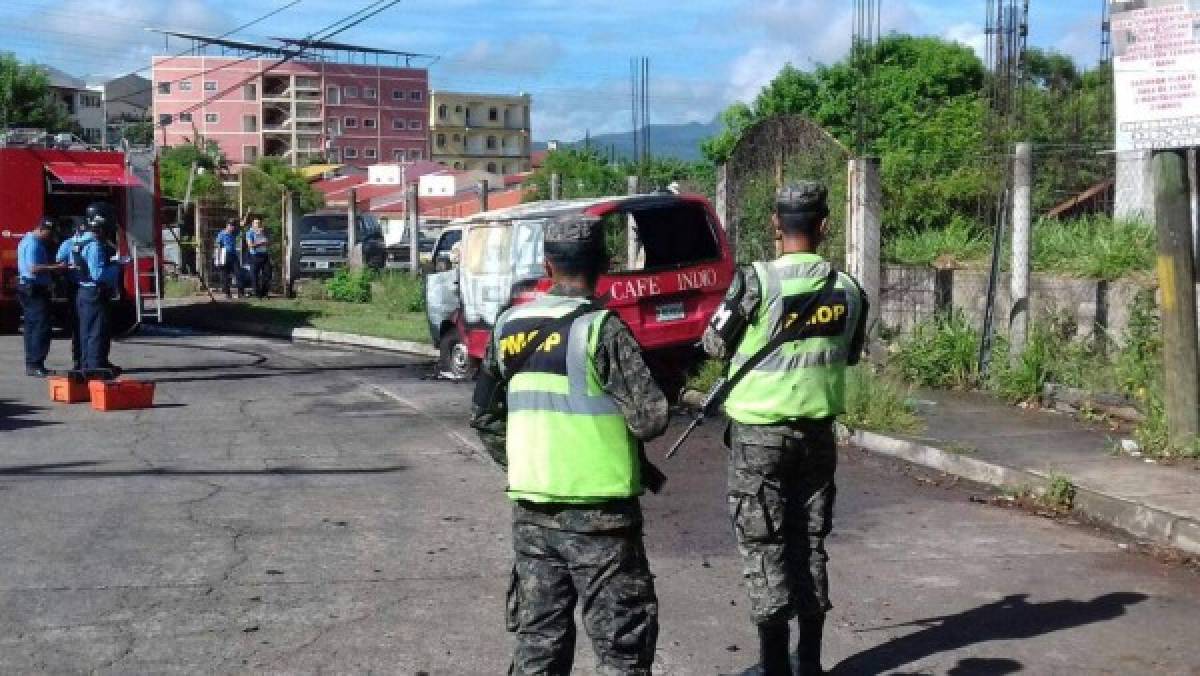 Queman bus de la empresa 'Café el Indio' en residencial Altos de Miraflores