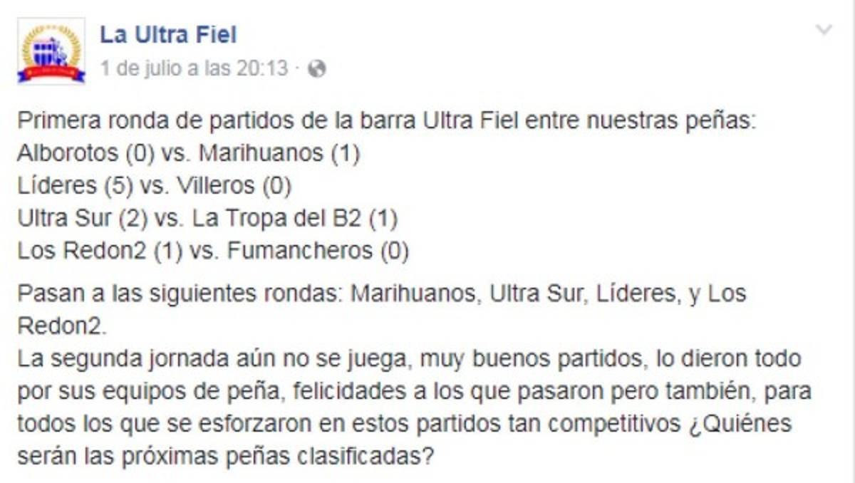Puedes seguir el torneo a través de la página ofical de la Ultra Fiel