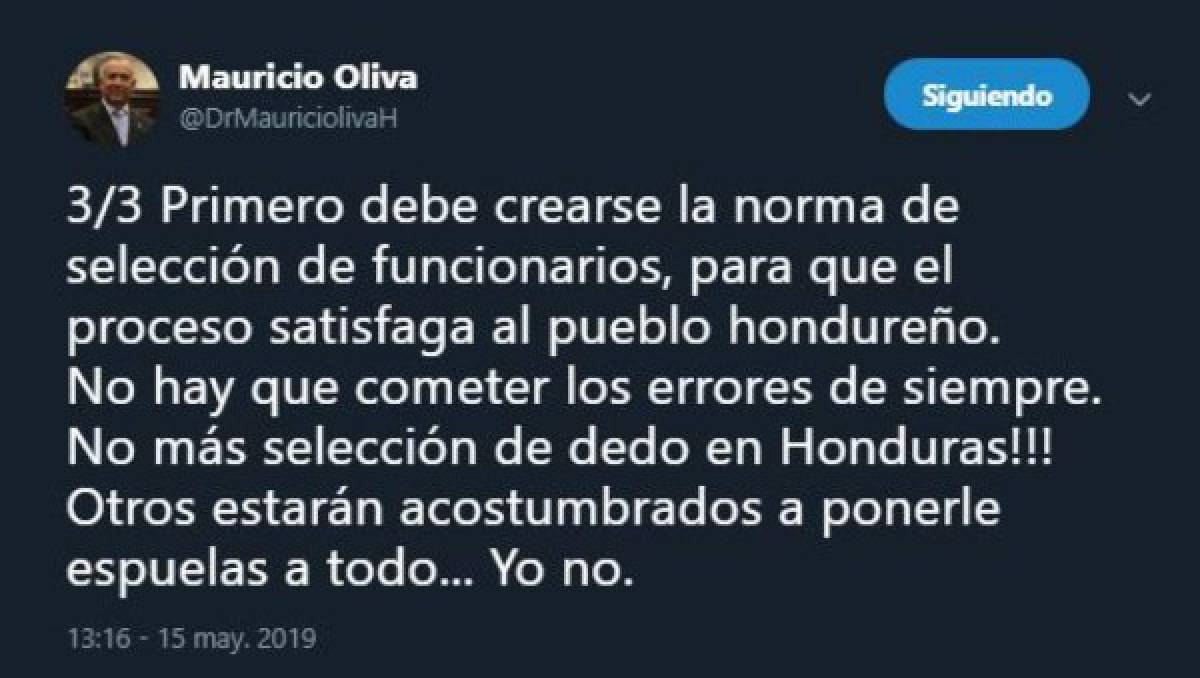 Mauricio Oliva: No más selección de dedo en Honduras, primero debe crearse una ley