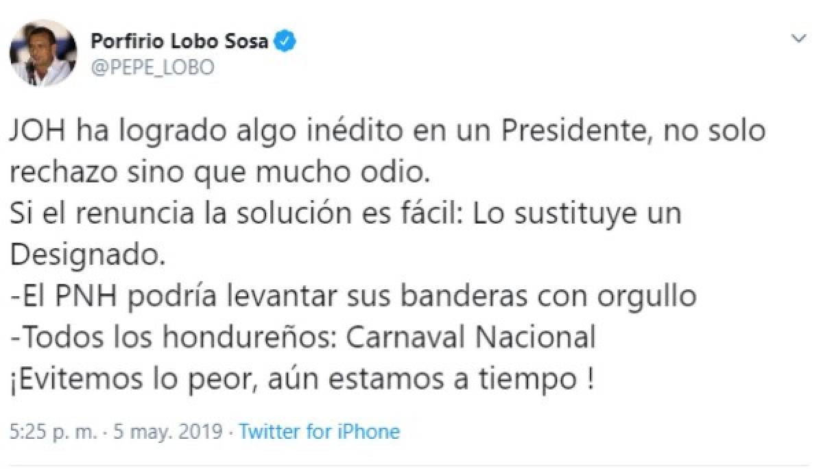 Pepe Lobo carga de nuevo contra Juan Orlando y ahora sugiere su renuncia