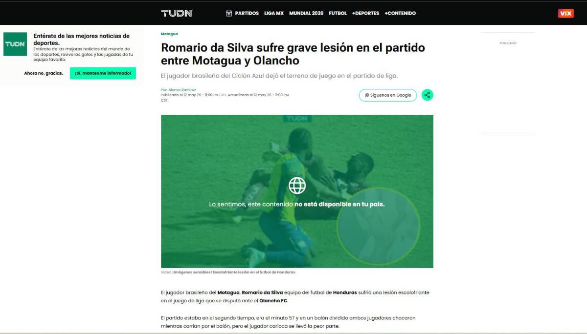 Así reaccionan los medios internacionales tras terrible lesión de Romario da Silva