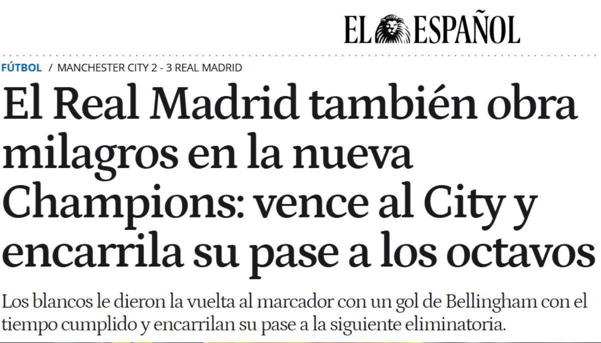 Reacción de la prensa tras la remontada del Real Madrid ante City: “También obra milagros”