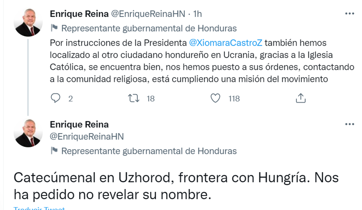 Cancillería localiza a segundo hondureño atrapado en Ucrania