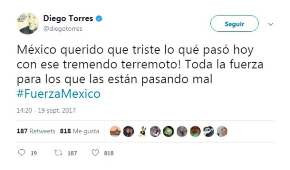 Celebridades se solidarizan con las victimas del sismo en México