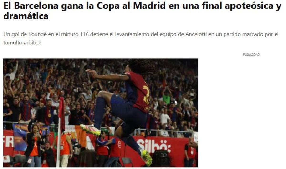 Así reaccionaron periodistas tras título de Barcelona en Copa del Rey sobre Real Madrid Así reaccionaron periodistas tras título de Barcelona en Copa del Rey sobre Real Madrid
