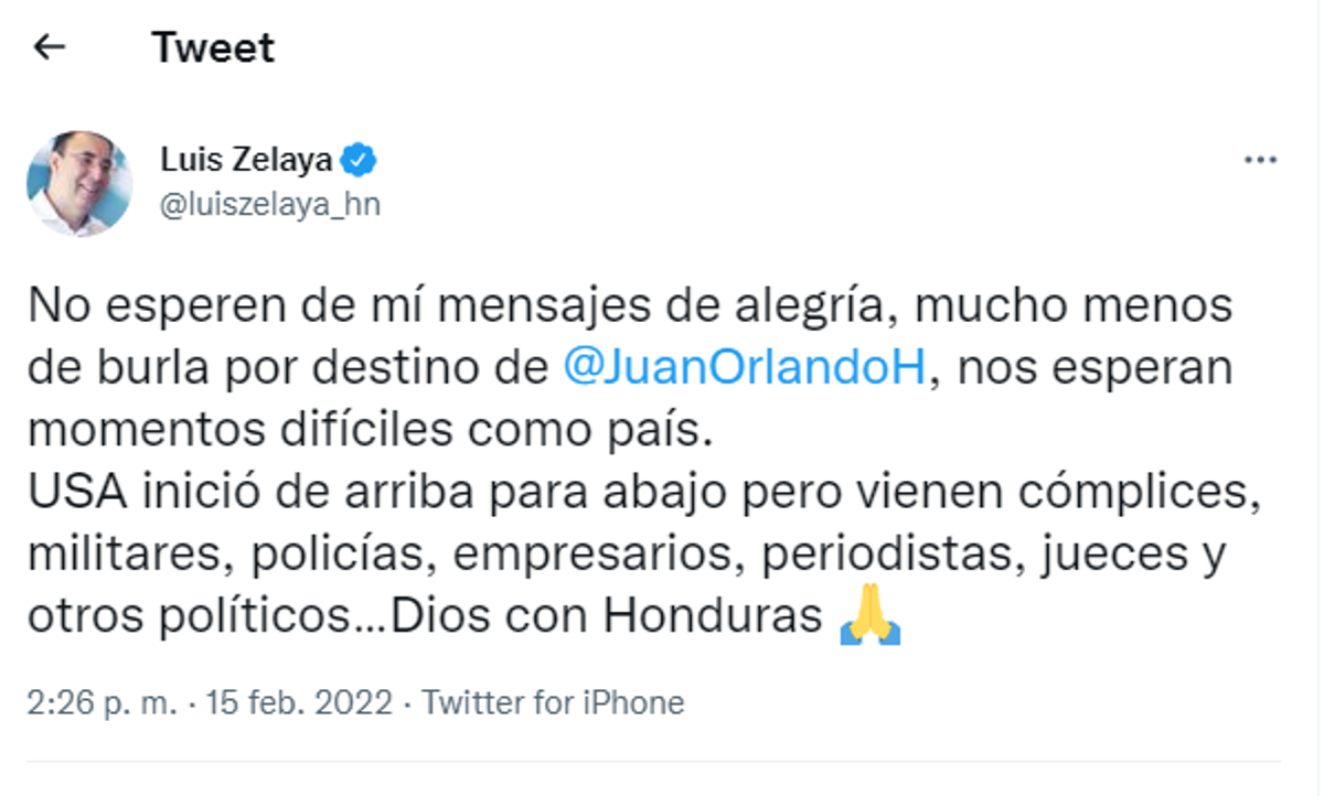 “No esperen de mí mensajes de alegría...nos esperan momentos difíciles”: Luis Zelaya