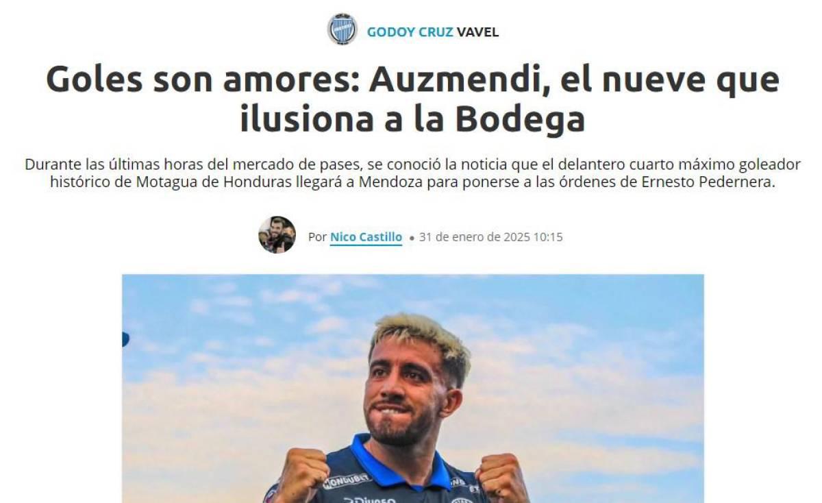 Lo que dicen periodistas y medios argentinos tras fichaje de Agustín Auzmendi por Godoy Cruz