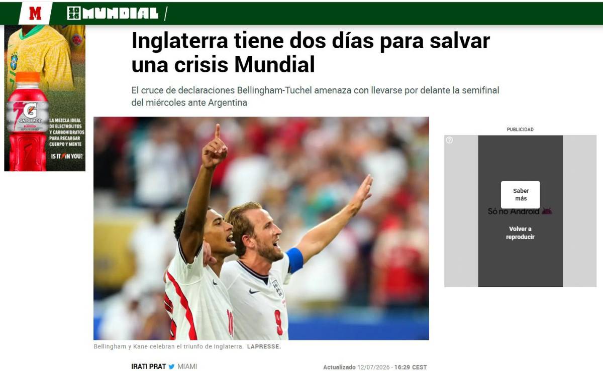 Lo que dicen en Inglaterra al confirmarse semifinal ante la Argentina de Messi