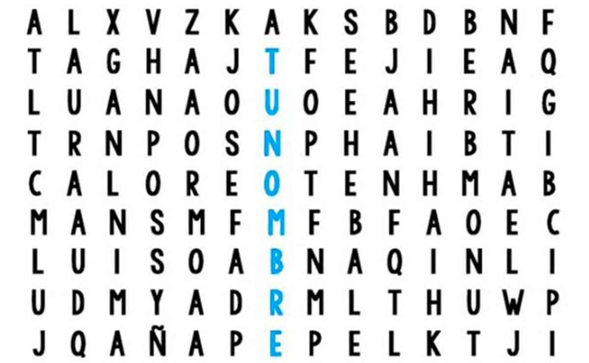 ¿Qué tan hábil eres? Encuentra tu nombre en la sopa de letras