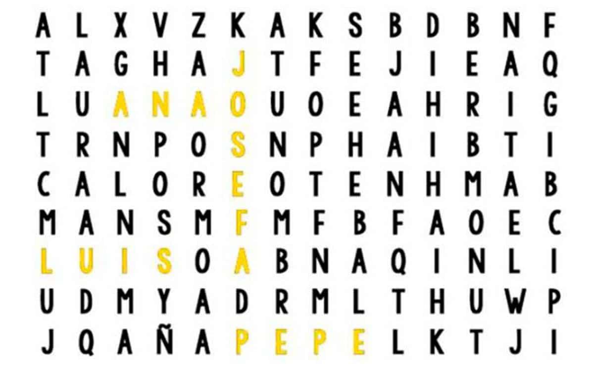 ¿Qué tan hábil eres? Encuentra tu nombre en la sopa de letras