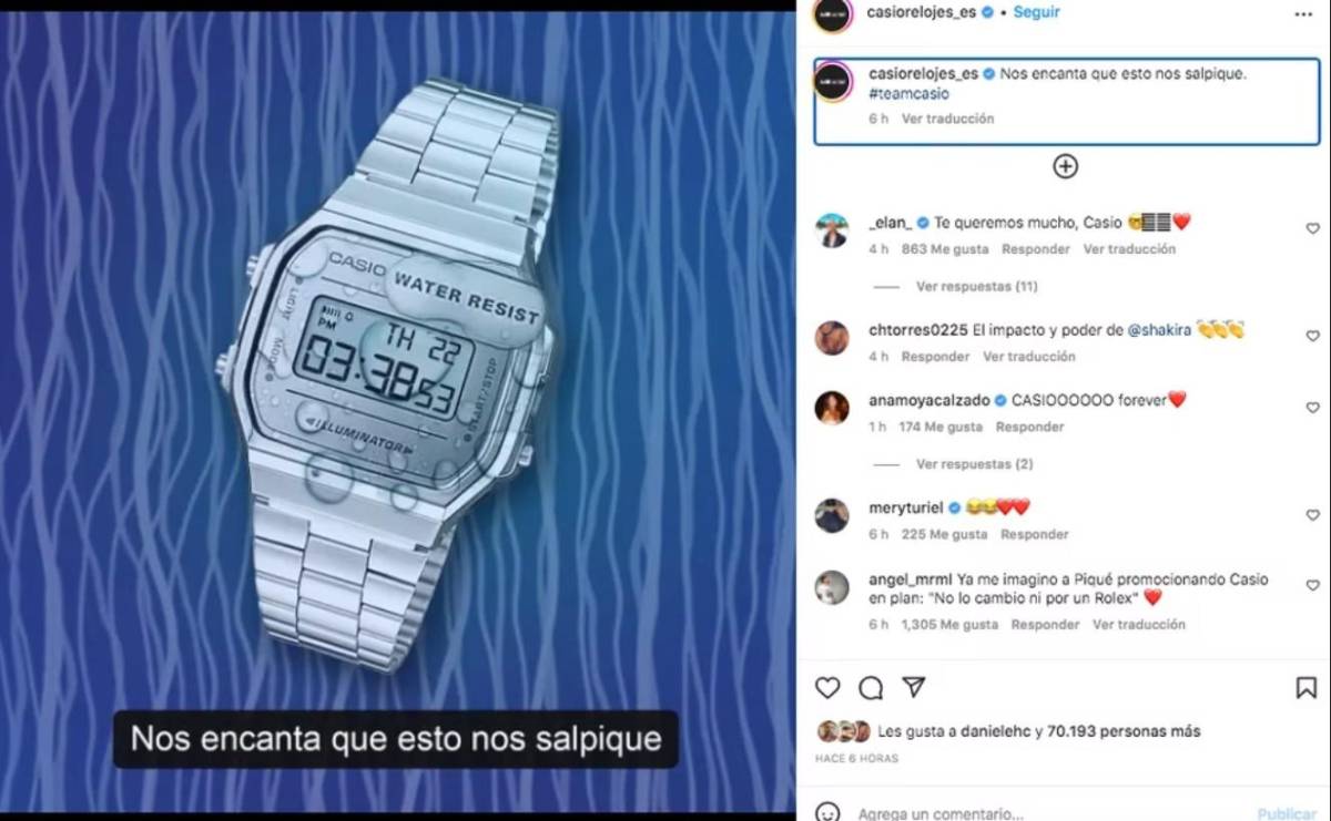 La antigua foto de Shakira con un reloj Casio que se viralizó tras sesión con Bizarrap