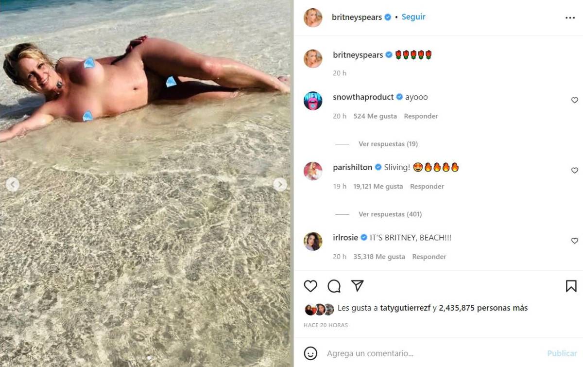 Britney Spears enloquece las redes con fotos en la playa sin ropa