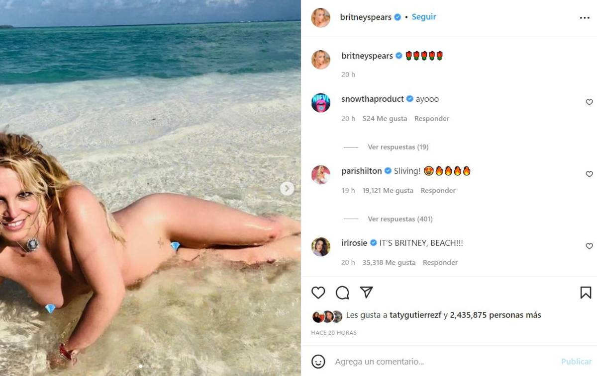 Britney Spears enloquece las redes con fotos en la playa sin ropa