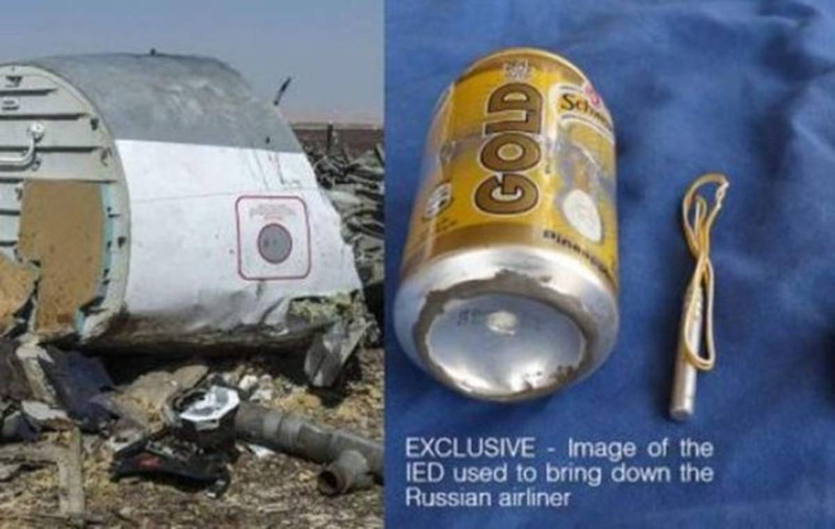 EI publica foto de bomba que habría derribado avión Metrojet