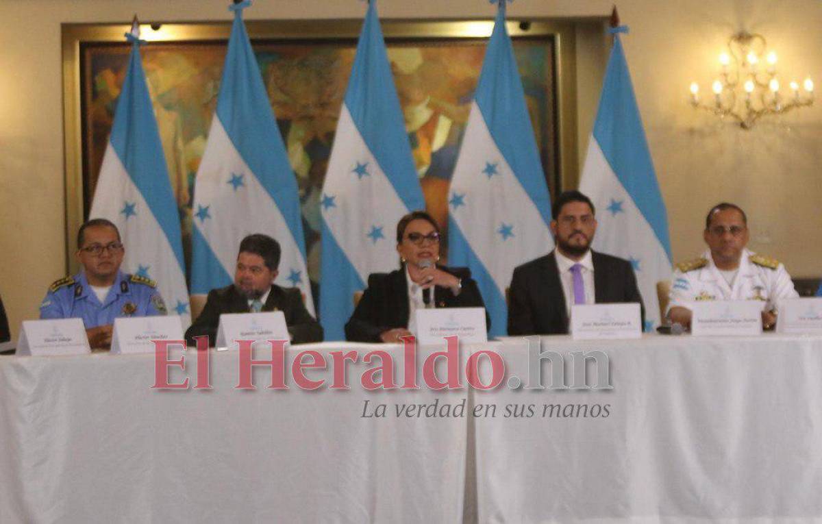 La presidenta de Honduras durante la comparecencia de prensa en Casa Presidencial
