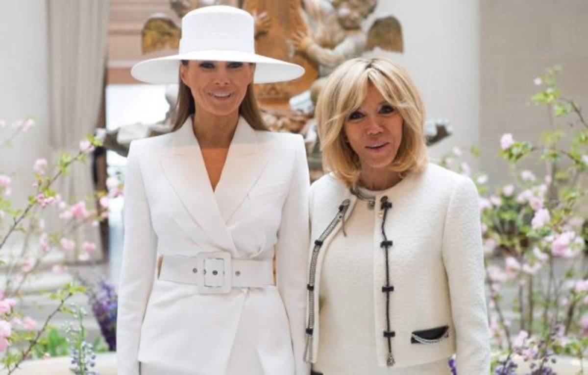 Melania Trump y Brigitte Macron, esposa del presidente fránces Emmanuel Macron.