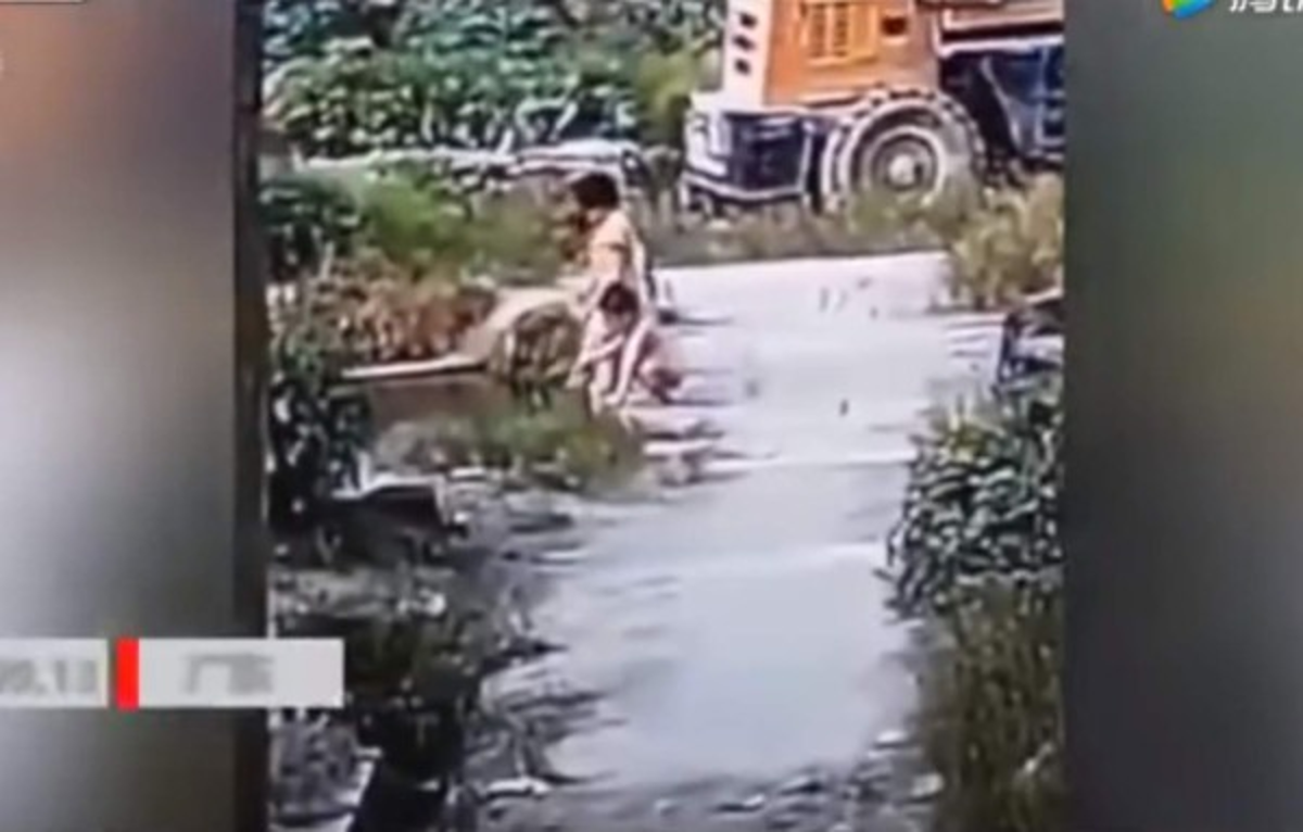 Los niños jugaban en la orilla de una laguna cuando uno de ellos cayó al agua.