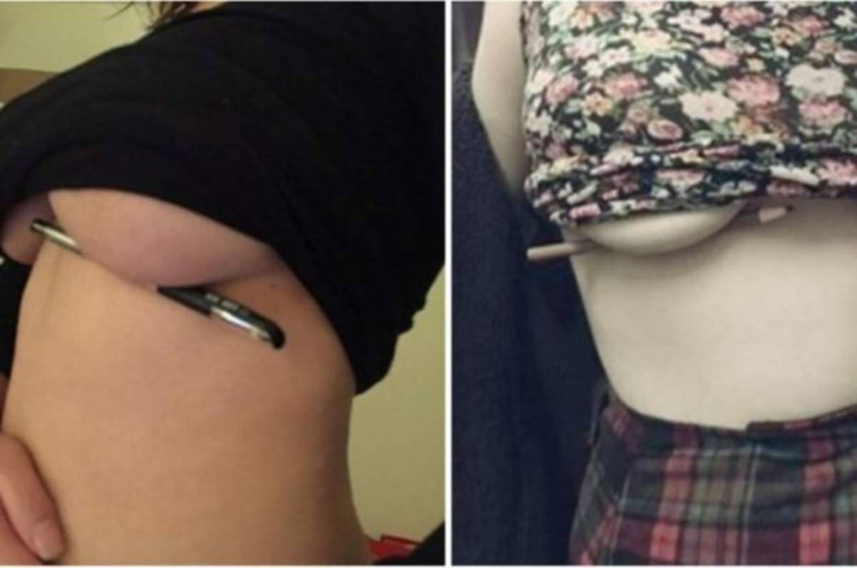 El reto de sostener un lápiz con los senos se hace viral