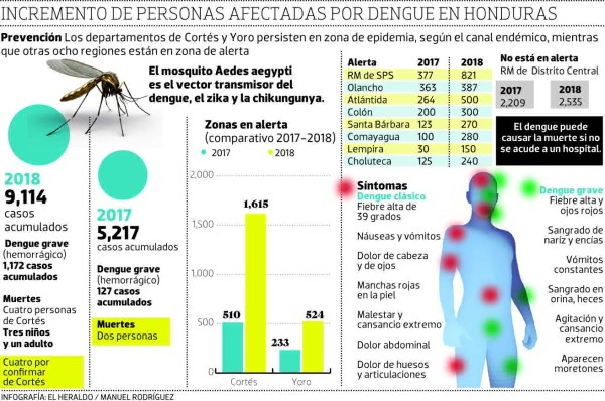 En alerta 10 regiones de Honduras ante el repunte de casos de dengue