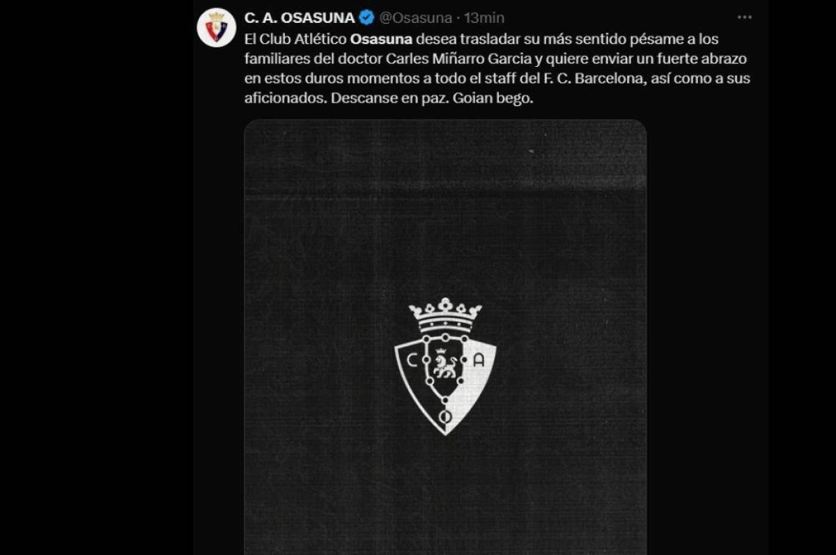Carles Miñarro, médico del Barcelona que falleció antes de iniciar partido ante Osasuna Carles Miñarro, médico del Barcelona que falleció antes de iniciar partido ante Osasuna