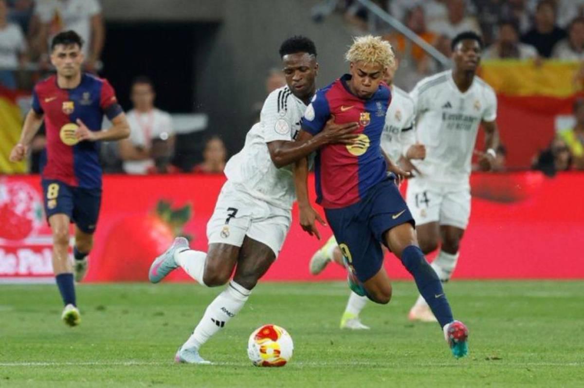 Duro revés de Vinicius a Lamine Yamal, nueva camiseta del Barcelona y espectáculo en la llegada del Real Madrid