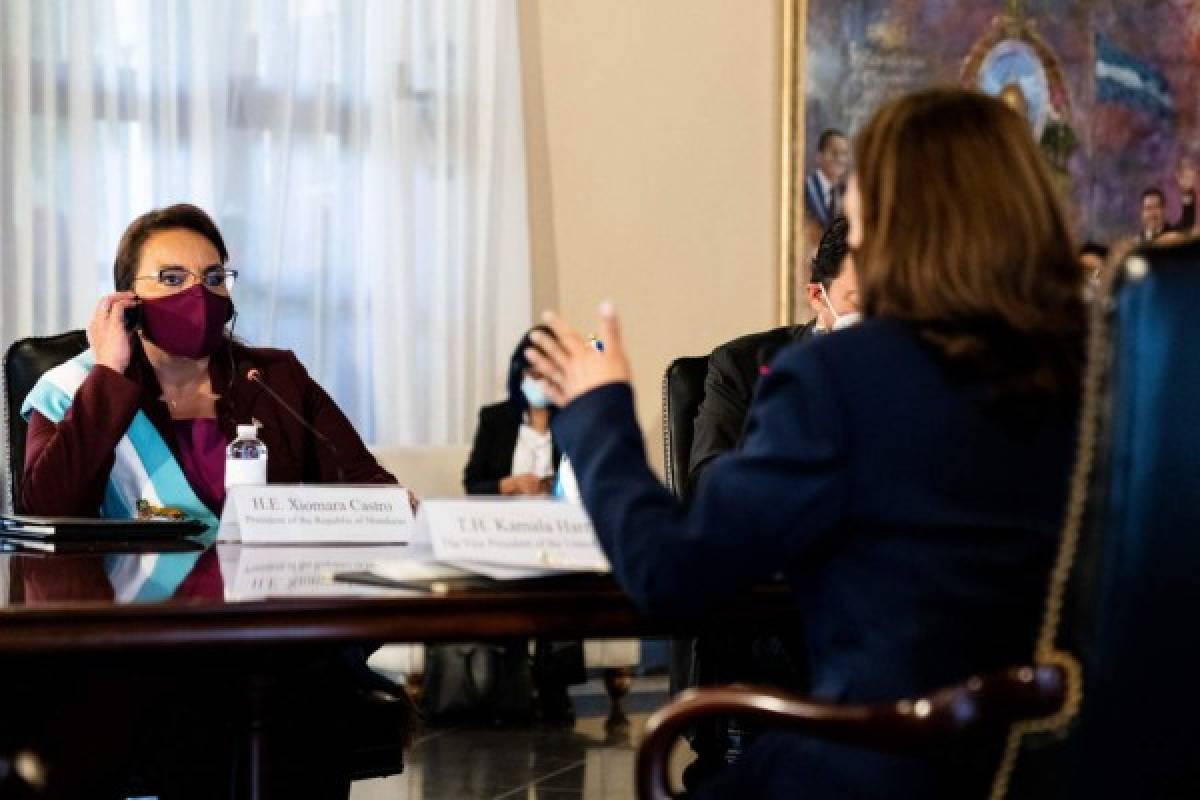 Lo que no se vio de la reunión entre Xiomara Castro y Kamala Harris (FOTOS)