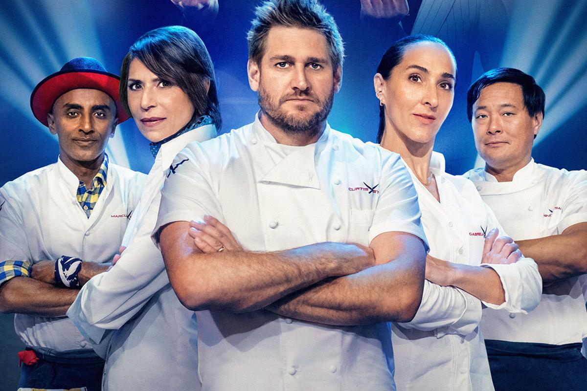 Dominique junto a los otros cuatro “Iron chefs”, de la serie producida por Netflix.