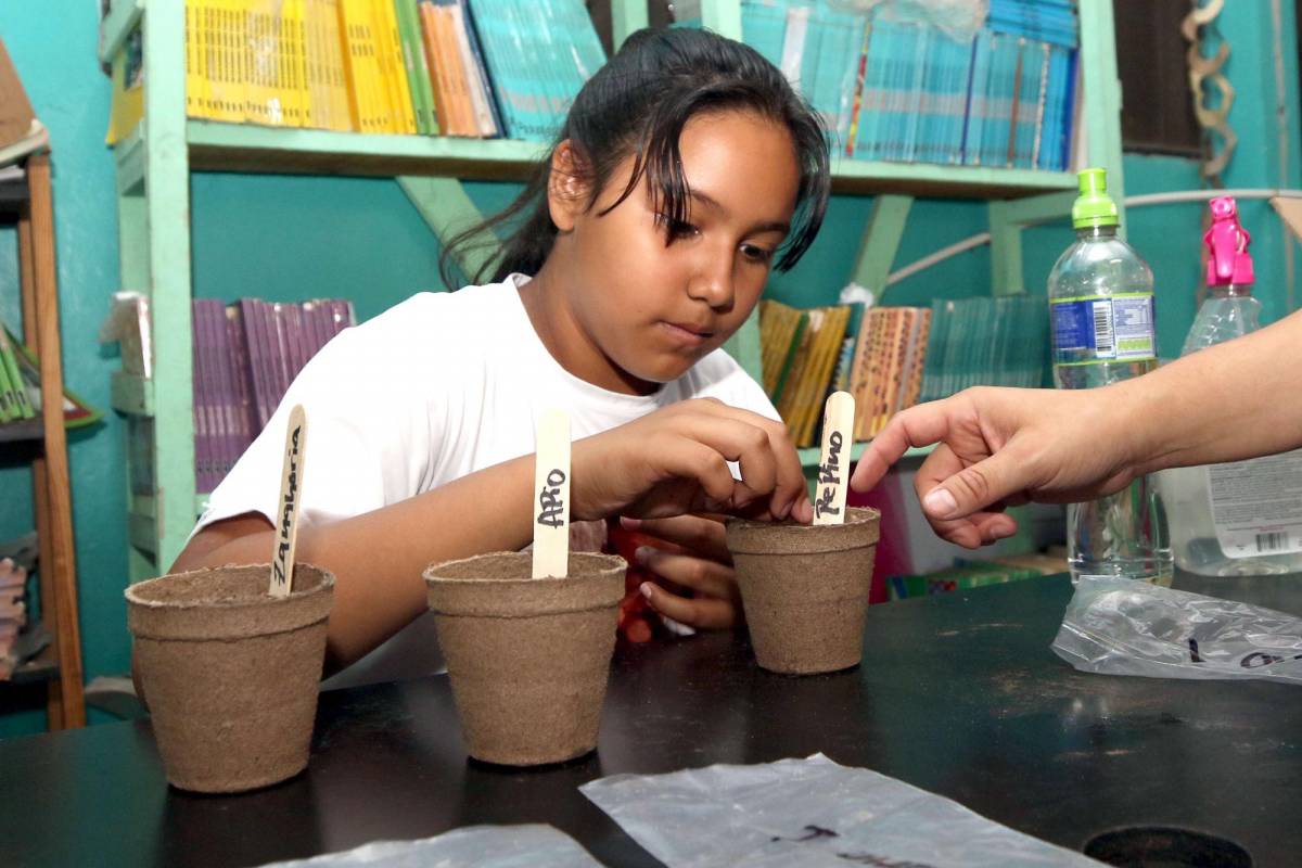 Larach enseña a cultivar vegetales en huerto urbano a los escolares