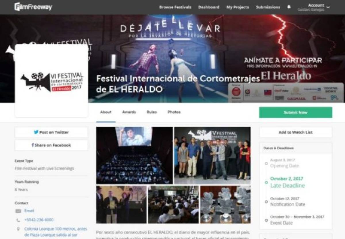 Este año los cineastas tenían la opción de enviar sus cortos a EL HERALDO o inscribirlos en la plataforma FilmFreeway.