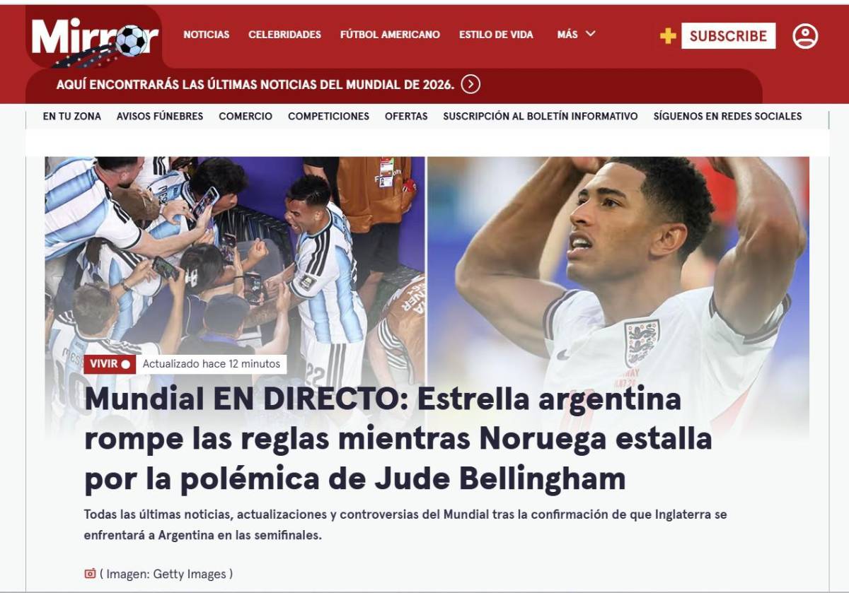 Lo que dicen en Inglaterra al confirmarse semifinal ante la Argentina de Messi