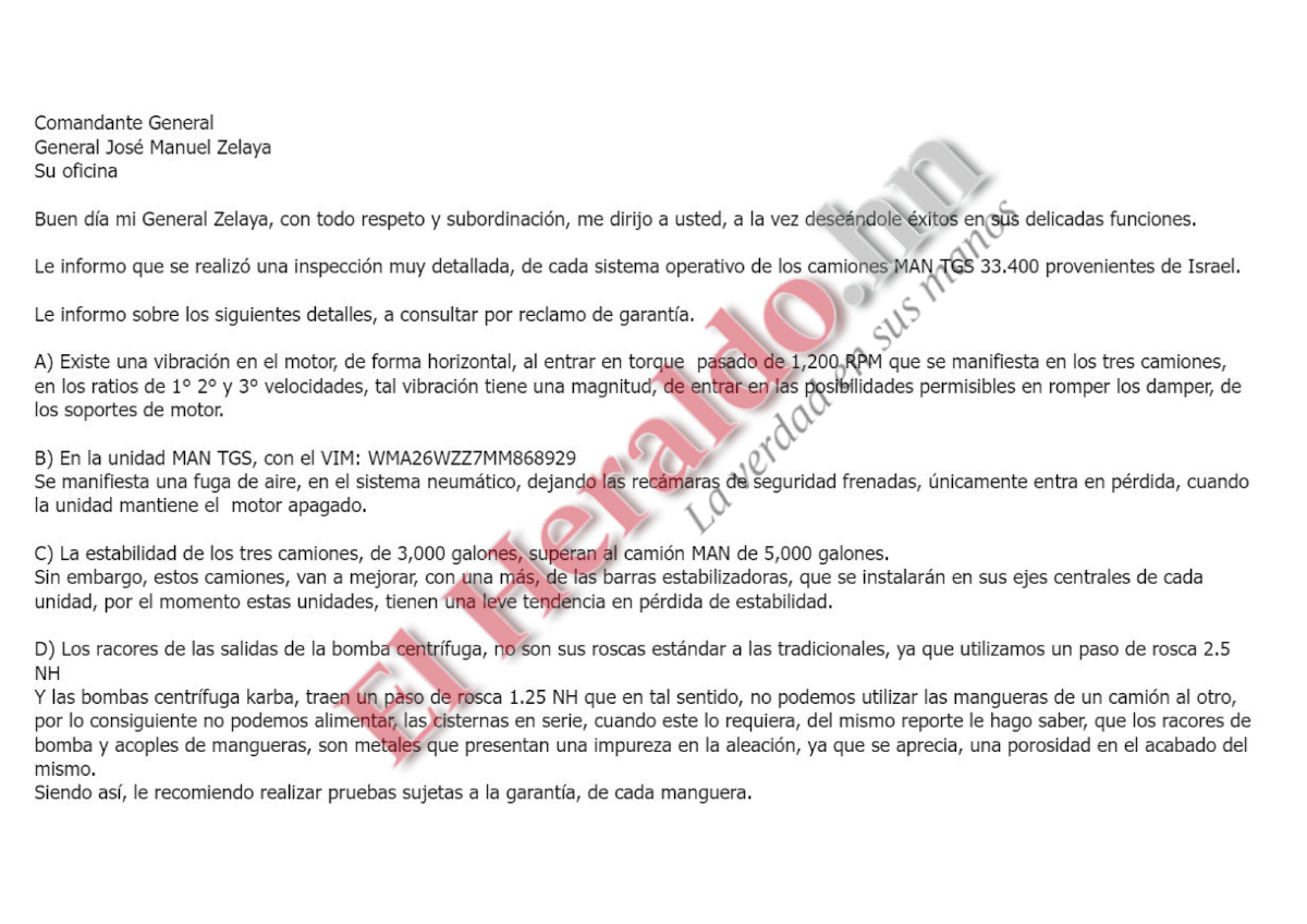 Correos electrónicos que evidencian deficiencias de camiones bomberos
