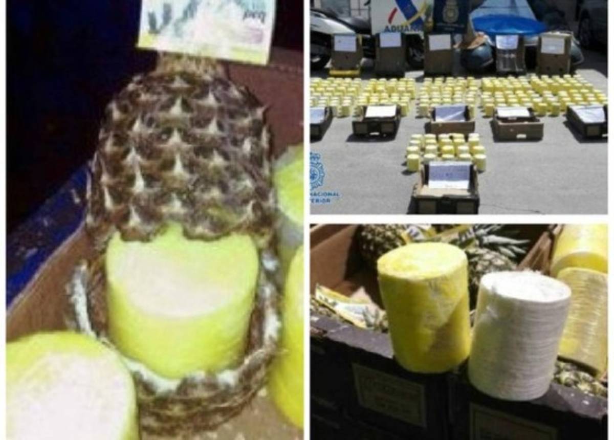 Hallan en España 200 kilos de cocaína dentro de unas piñas