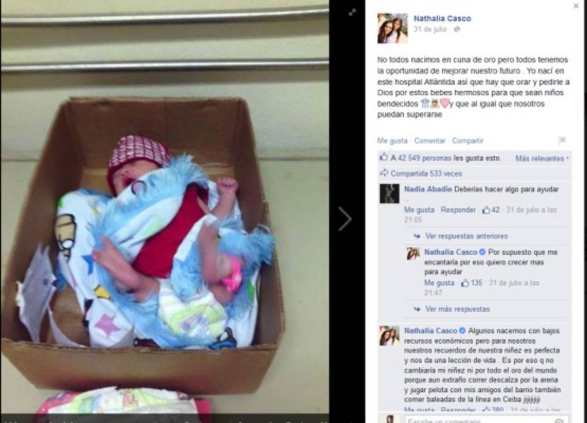 Nathalia Casco y su reacción sobre los bebés puestos en cajas de cartón