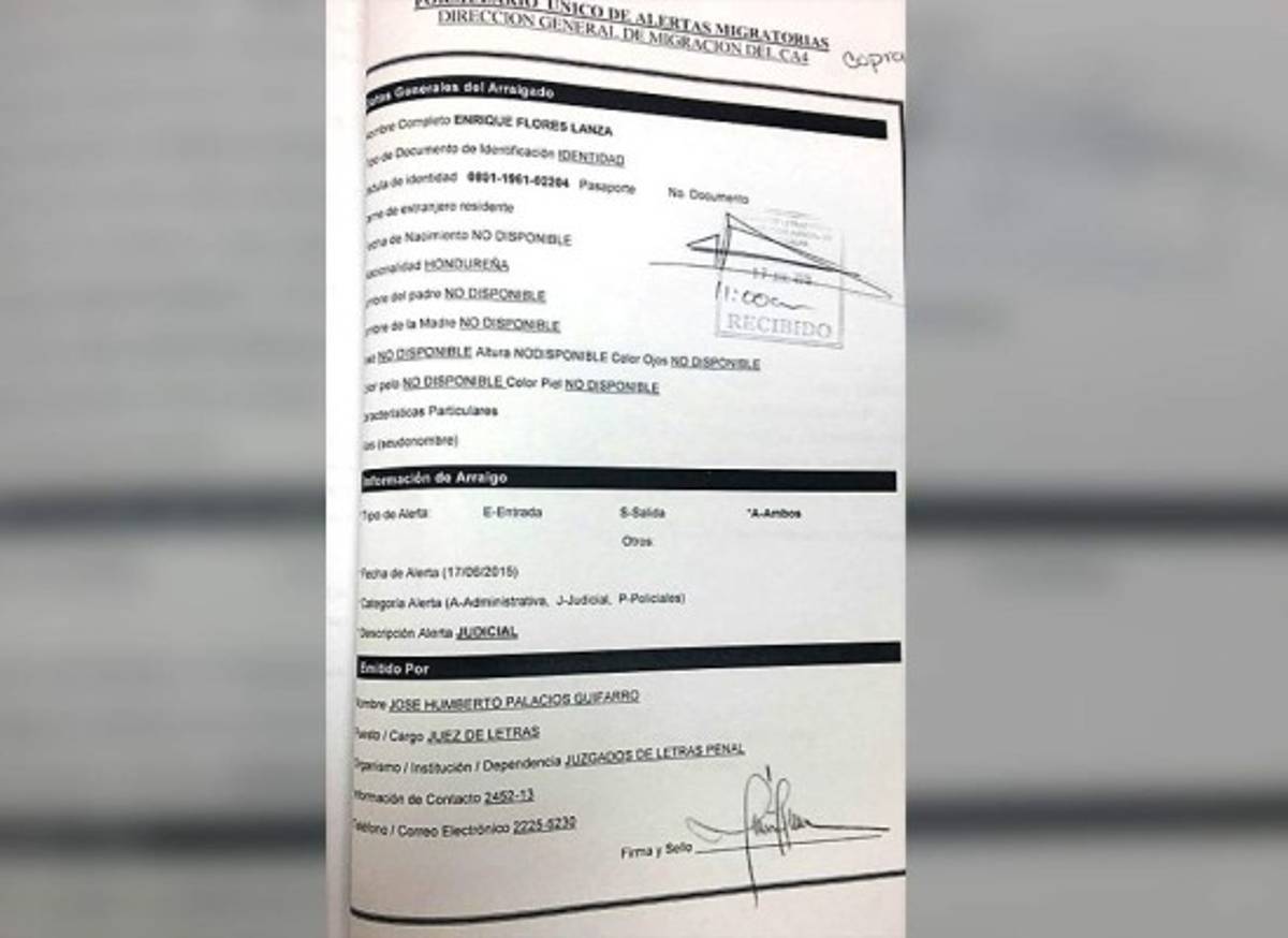 Orden de captura nacional e internacional contra Flores Lanza