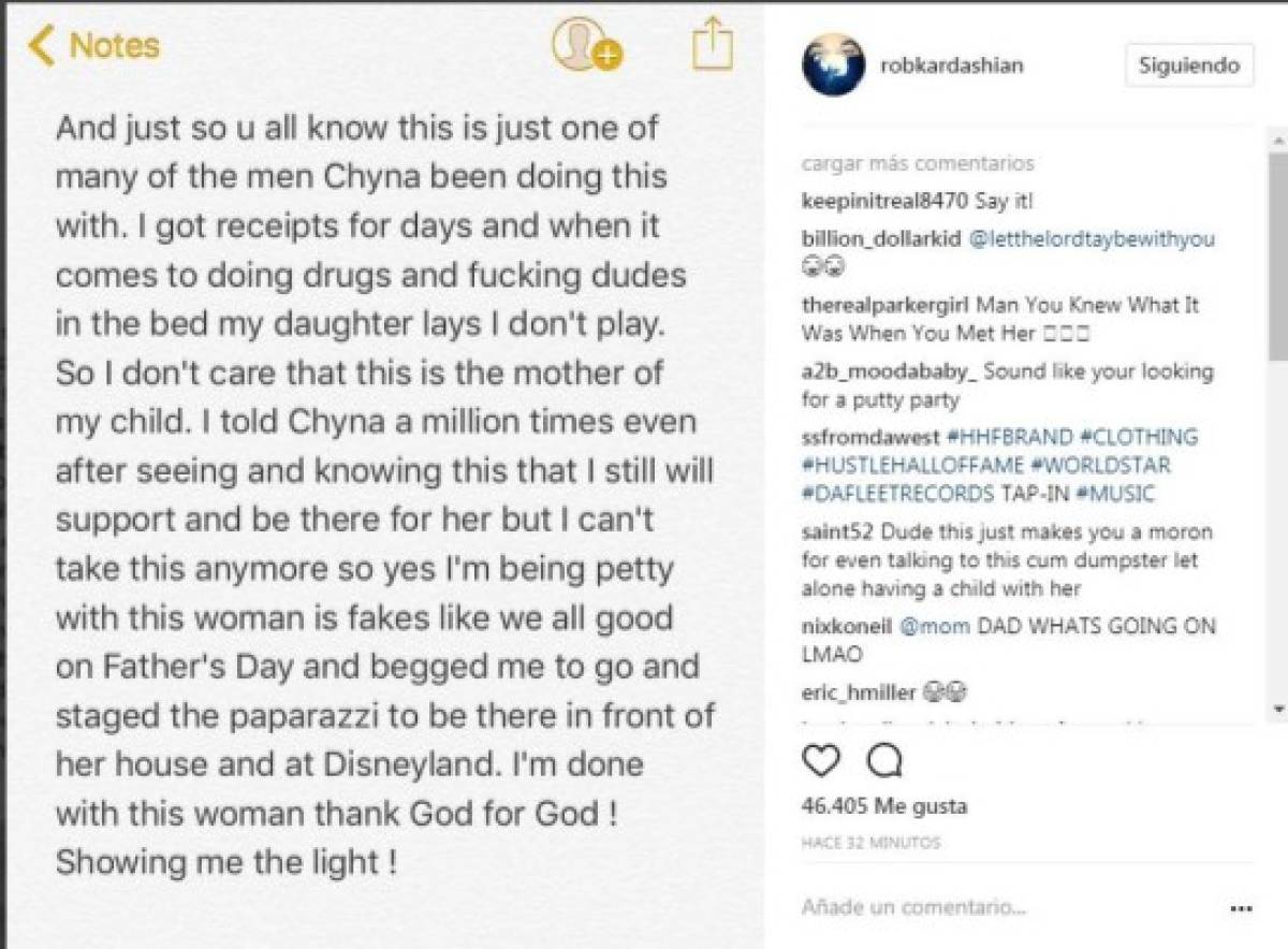 Rob Kardashian explota contra Blac Chyna en redes sociales y revela intimidades
