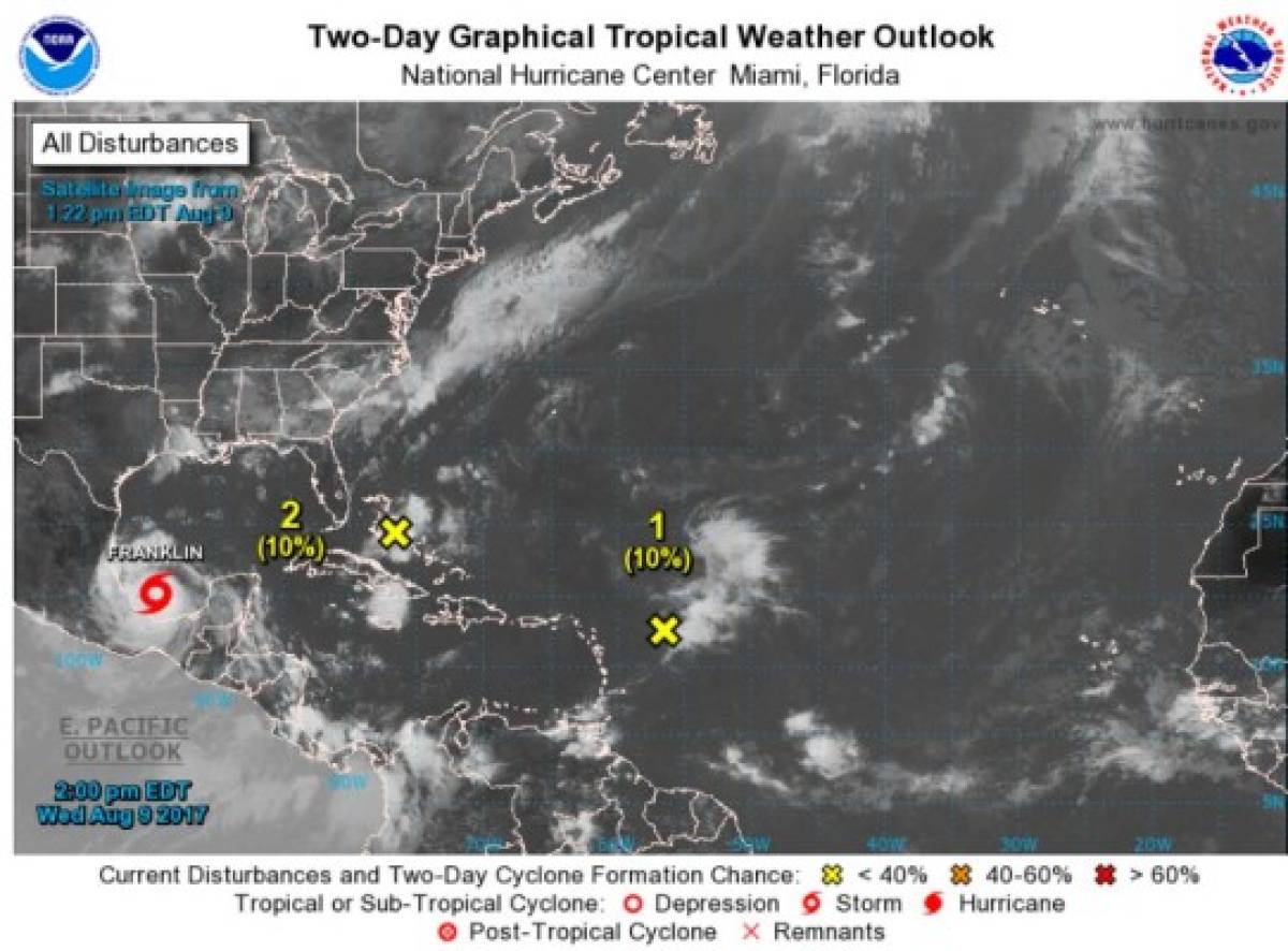 Tormenta Tropical Franklin gana fuerza y se convierte en huracán categoría 1