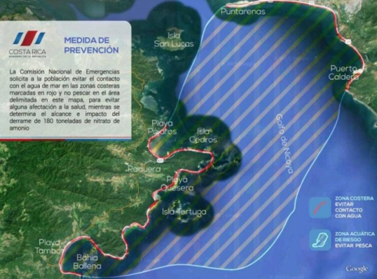 Costa Rica declara alerta por derrame de nitrato de amonio
