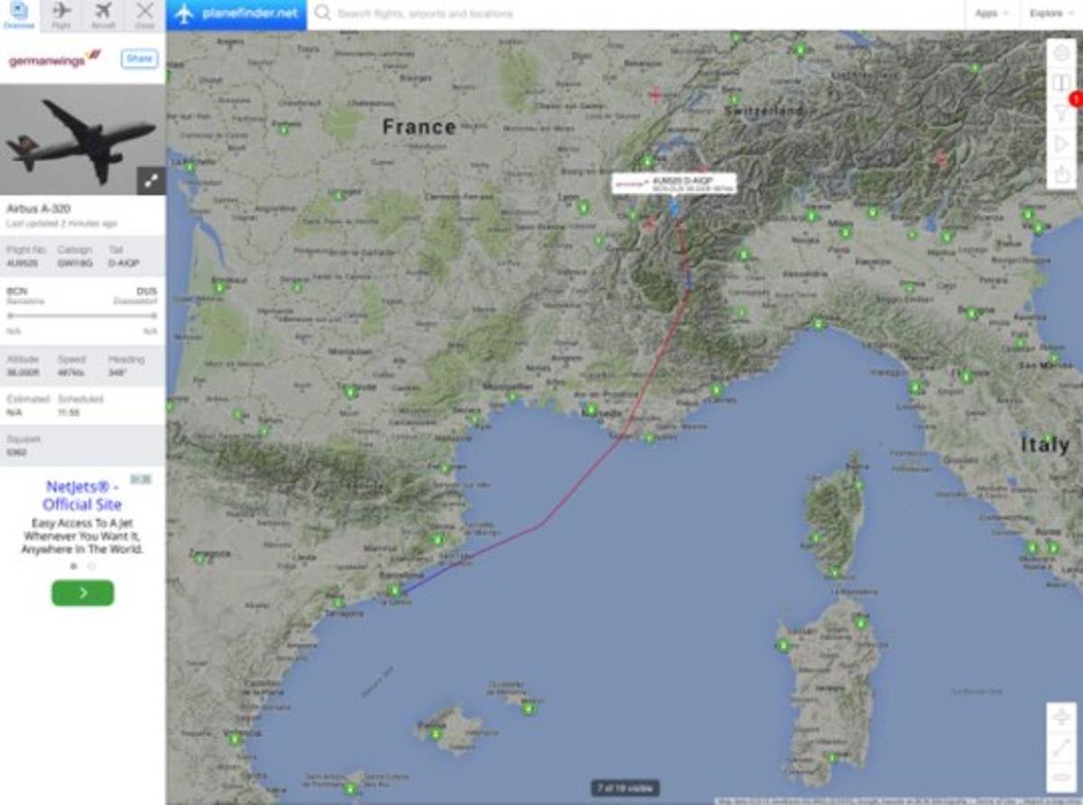 Avión con 150 personas a bordo se estrella en los Alpes franceses