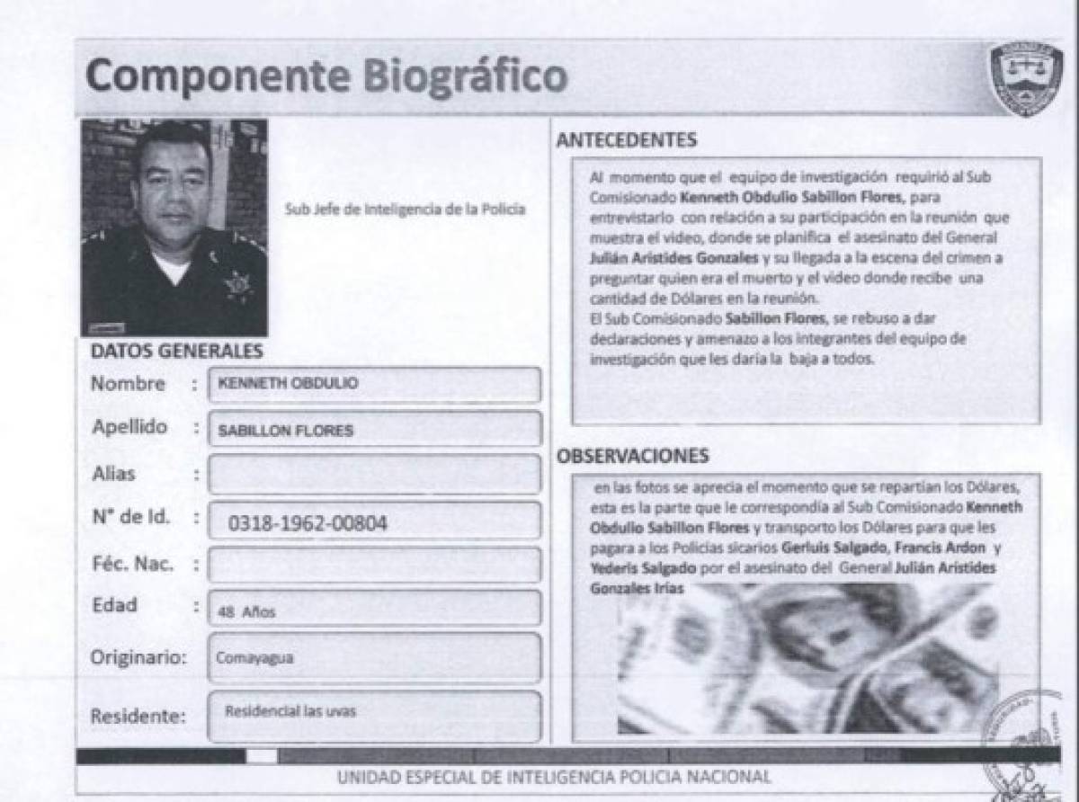 Esta es la ficha que publica el New York Times y que vincula al subcomisionado Flores en el crimen contra el zar anrtidrogas.