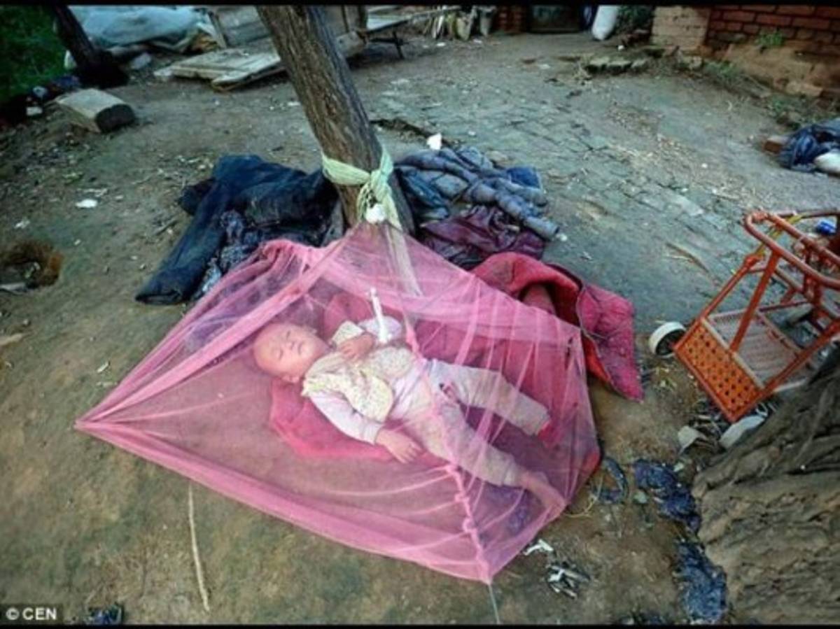 China: Anciano ata a un poste a su esposa e hijo