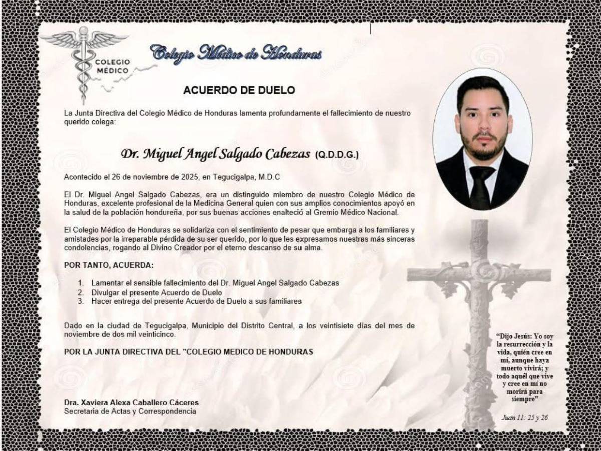 Miguel Salgado era hijo de una doctora y un ingeniero: IHSS y médicos se pronuncian tras su muerte