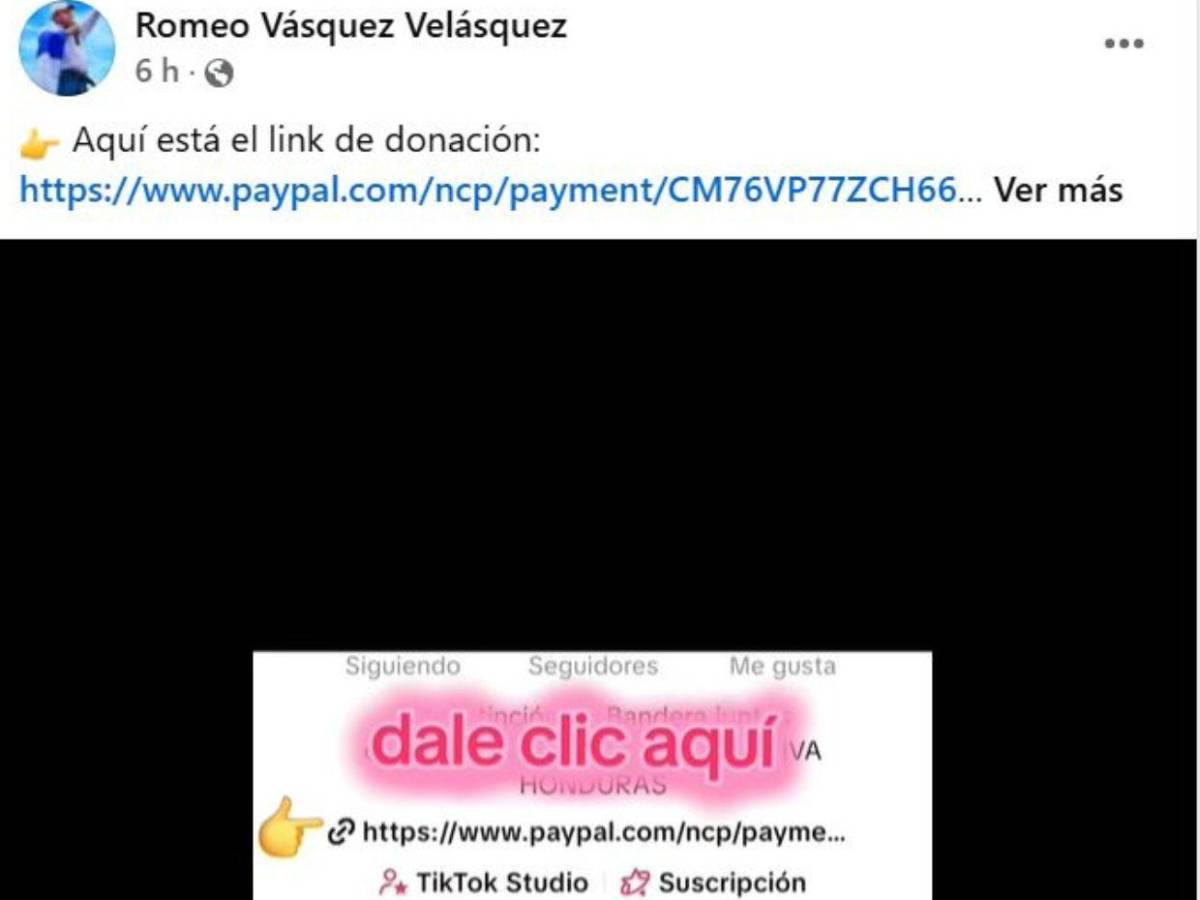 Romeo Vásquez abre una cuenta de PayPal para donaciones: Apoya la causa patriótica