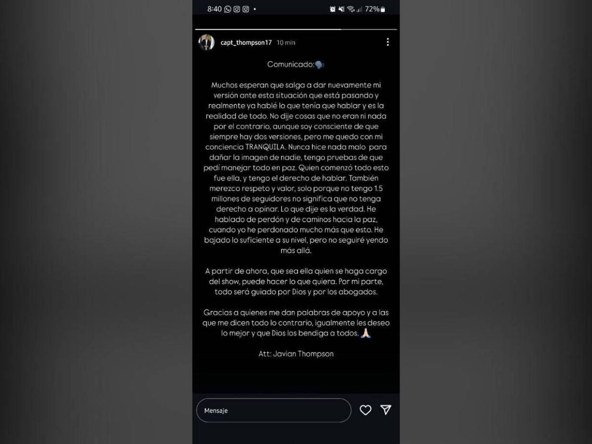 Javian Thompson rompe el silencio tras anuncio de divorcio con Alejandra Rubio